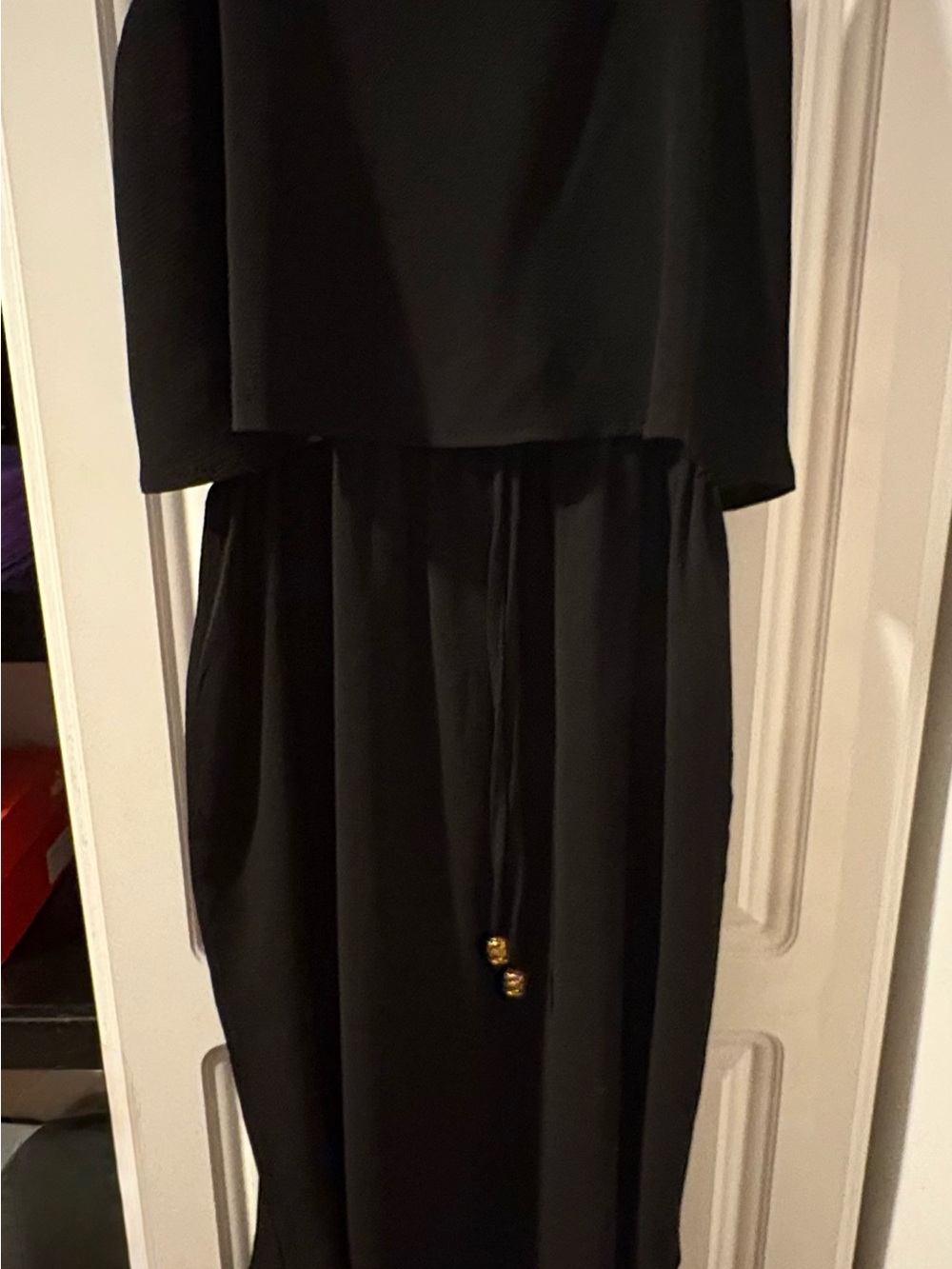 Chic Black Maxi Dress with Drawstring Detail